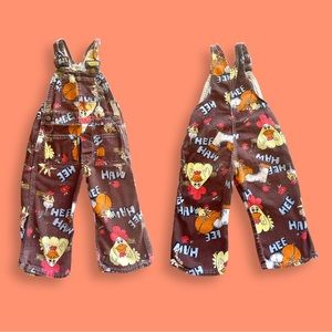Vtg rare 1970’s Liberty He-Haw 🐔 all over print overalls 2T